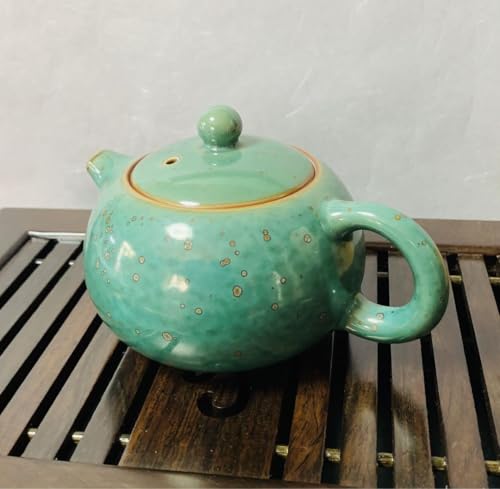 煎茶道具　益子焼　染付花文　大きめ急須　茶壷　時代箱　C　R8055C 玉光窯 茶窯変平型椿絵急須 セラメッシュ（陶製茶こし